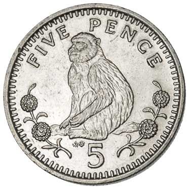 蒙古　モンゴル　満州 Gibraltar 5 Pence Coin | Barbary Macaque | Gibraltar | 2005